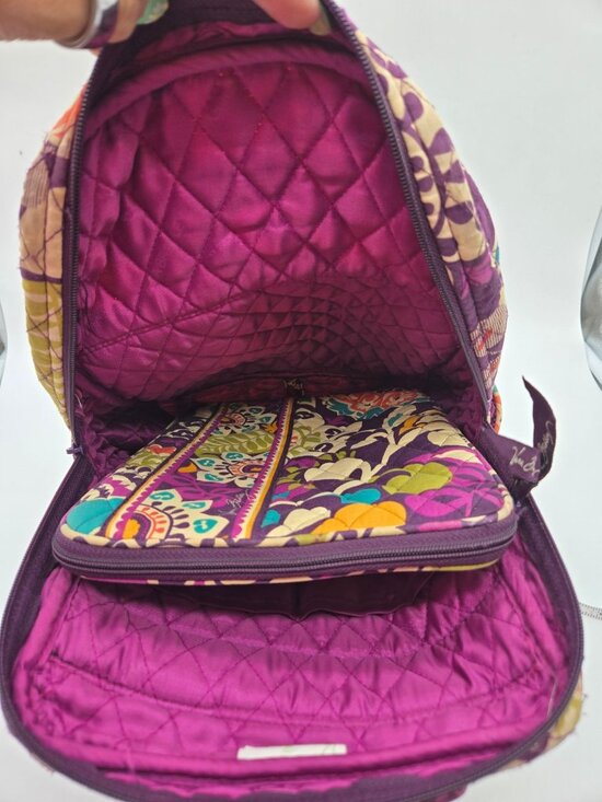 Vera Bradley Plum Crazy Backpack & Tablet Sleeve Set Purple Paisley Travel Lot main image 5